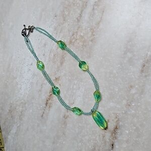 😍Green & Blue Glass Necklace😍 NWOT